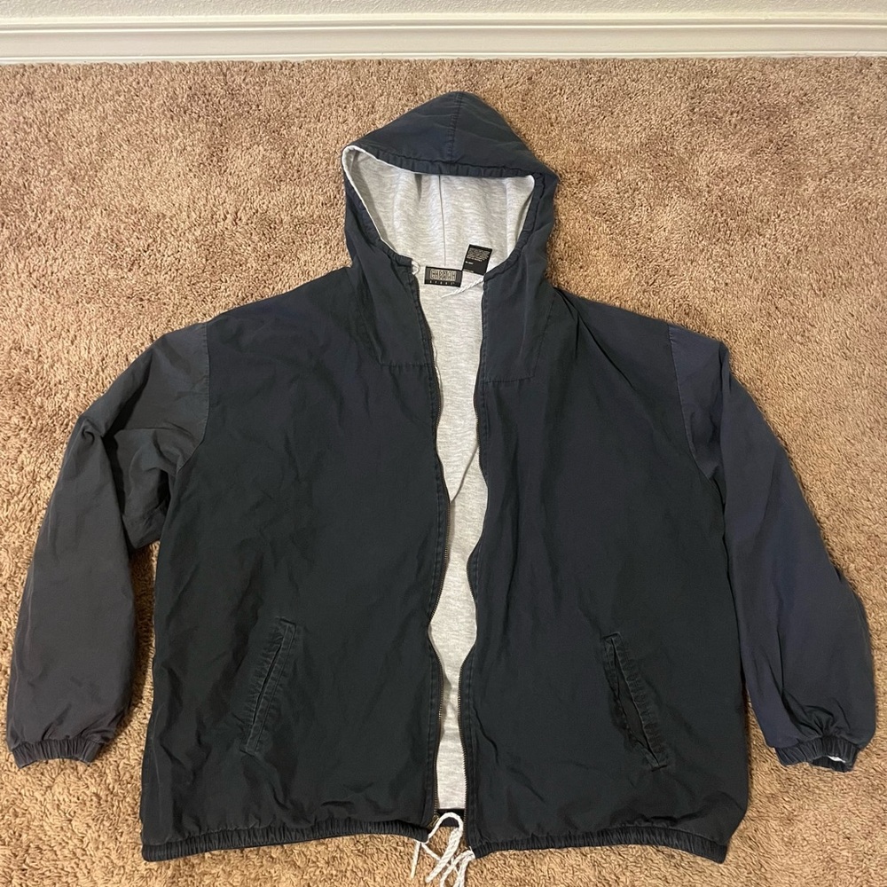 Black and grey vintage 90s windbreaker jacket